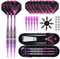 Dartpfeile mit Kunststoffspitze, 3 Stück Soft Darts Pfeile Set, 18 Gramm Profi Softdarts Dartpfeil, 11 Flights 8 Kunststoff Dartspitzen 12 Anti-Lose Gummiringe und Aufbewahrungstasche (Lila)