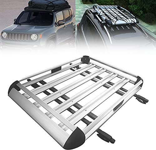 YEHOZZ Dachgepäckträger Dachkorb Dachgepäckträger Tasche Dachgepäckträger Universal,dachbox Offroad zubehör Auto Gepäckkorb Auto Top-Gepäckhalter Träger SUV-Aufbewahrung,Silver-140X100cm
