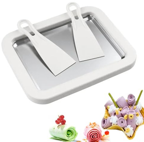 Máquina para Hacer Rollos de Helado - Ice Cream Maker con 2 Espátulas y Placa de Rollos de Hielo para Helados de Yogur