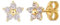Amberta Allure Damen Kleine Ohrringe aus 9K Gold - Herzstecker Blumen