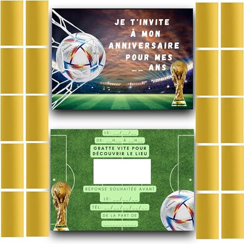 RXLITE Einladungskarte zum Rubbeln, 20 Stück, Motiv: Fußball