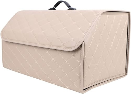 SFNDM Luxus-PU-Leder Aufbewahrungstasche Organizer Wasserdicht Faltbar Kofferraum-Tasche für Benz CLK CLS Wagon CLS C Class Wagon C Class Kofferraum Organizer,F/Beige