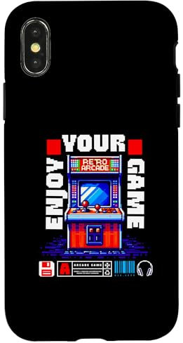 Hülle für iPhone X/XS Classic Retro Arcade Gaming Pixel Art - Enjoy Your Game Tee