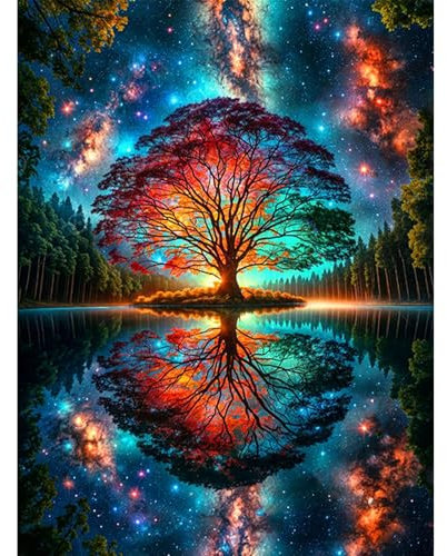Diamond Painting Erwachsene-Magischer Baum 5D Diamant Painting Bilder Erwachsene, Baum Diamond Painting Set DIY Personalisiert Basteln Bilder Dekorationen für Home Wand Décor (40x30cm)