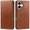 SHIELDON Case for iPhone 16 6.1 5G, Genuine Leather Wallet Case with [Kickstand][RFID Blocking][Card Holder][Shockproof TPU Inner Shell] Magnetic Flip Case Compatible with iPhone 16 - Retro Brown