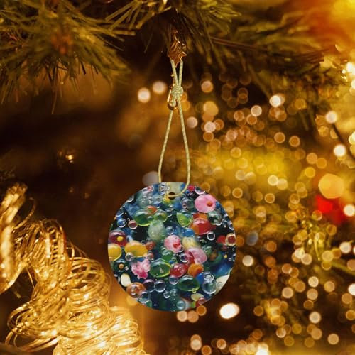Bunte Seifenblasen, gemustert, rund, Keramik-Ornamente, Weihnachtsbaum, hängende Dekorationen, Souvenirs, Geschenke für Familie und Freunde