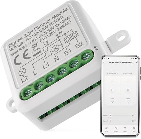EMOS GoSmart Dimmer-Modul/Zigbee Smart Switch mit App, dimmbarer Unterputz Dimmschalter zur Fernsteuerung, Sprachsteuerung der Beleuchtung mit Alexa & Google Home, für Doppelschalter