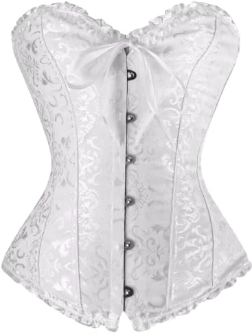 KUOSE Womens Black Basque Body Shaper Overbust Corset Top Plus Size S-6XL
