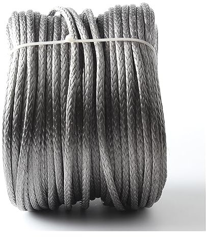 Corde synthétique pour treuil 50m 3.5mm 12 brins 2500lb Uhmwpe fibre tresse treuil corde for 4WD hors route ATV UTV SUV camion bateau Cycle d'usure plus long contre l'usure(Grey 50m)