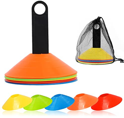 Zythrem 15 Pcs Football Cones Football Training Equipment for Kids Sports Cones Markers Soccer Disc Cones with Plastic Holder Plastic Cones for Football Training Field Space Marker Garden