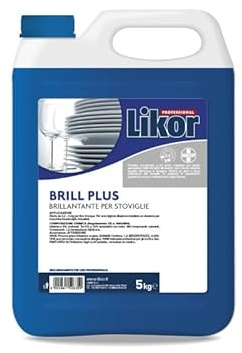Brillantante Lavastoviglie Brill Plus fusto tanica da 5 lt, detergente per uso professionale elimina calcare delle Lavastoviglie adatto bar, risotranti e hotel