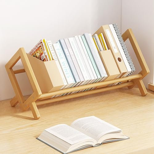 Caihongtang Schreibtisch-Bücherregal, Retro-Tisch-Bücherregal, neigbares Bücherregal für Bücher/CDs/Zeitschriften, Heimdekoration (Natur)