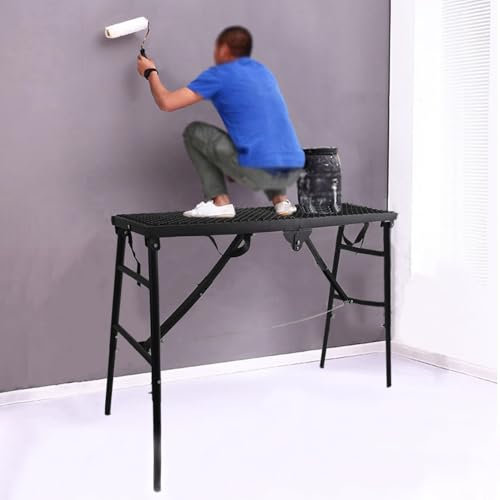 Scaffolding Adjustable Scaffold with Outriggers, Foldable Work Platform Stair Ladder for Painting Car Washing Glass Cleaning, Construction Equipment(L180xW30xH119cm(71x11.8x47))