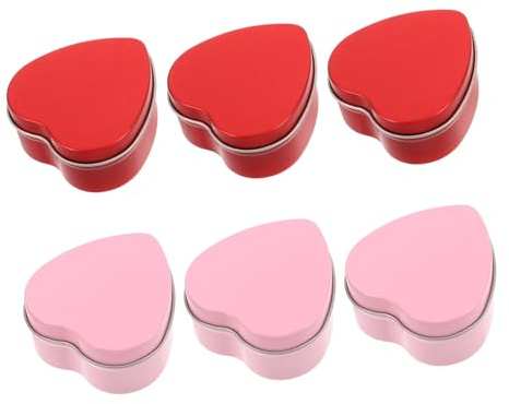 HOMOCONO Valentine Day Heart Shaped Tin Containers Compact Storage for Small Items
