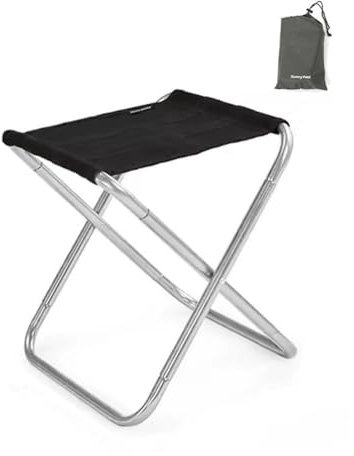 RTVGNSZSJL Faltbarer Camping Stuhl 2 Stück，klein Tragbarer Aluminium Campingstuhl，Ultraleicht Klappstuhl Für Freien Angeln, Reisen, Picknick(Black,1 Pack)