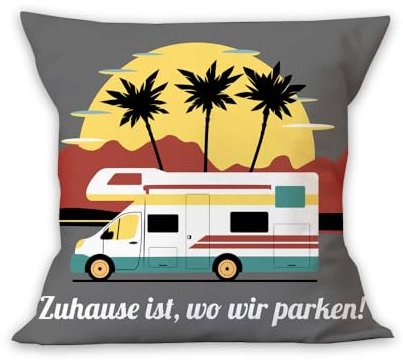 Anicy Camping Geschenke Kissenbezug - Zuhause ist, wo wir Parken, Wohnmobil Gadgets Dekorative Kissenbezüge, Wohnwagen Auto Thema Camping Zubehör