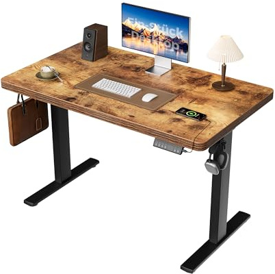 Agilestic Elektrisch höhenverstellbarer Schreibtisch 120x60 cm, Braun | 2 Motoren, 120 kg Tragkraft, 25 mm nahtlose Tischplatte, 4 Speicherplätze, Anti-Kollision, leiser Motor, für Homeoffice