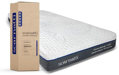 Scarnatti Matratze 90x190 cm, 18 cm hoch, Kaltschaummatratze Memory Schaum Bett, 7-Zonen Viskoelastisch & Cool Gel, grünem Tee & Bambuskohle angereicherter, Zero-Partner Disturbance, H3-H4 Härtegrad