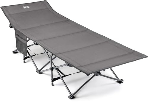 Trail Folding Camping Bed for Adults, Sturdy Heavy Duty Steel, Luxury Duoweave Fabric, Lightweight Guest Sleeping Bed, Fast Easy Set Up, Carry Bag, 110kg Max Weight (L190cm/6.2ft x W67cm x H36/48cm)