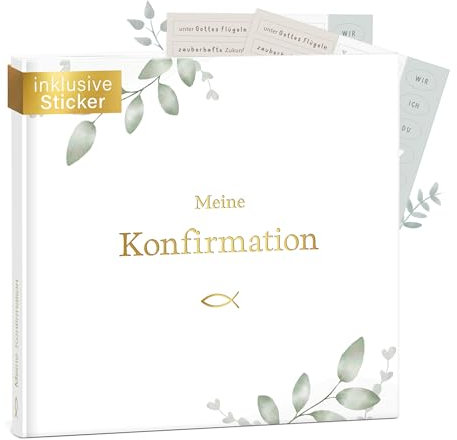 mintkind® Gästebuch Konfirmation Greenery - Konfirmationsbuch mit floralem Design, 60 Seiten zum Selbstgestalten, Hardcover - Geschenk zur Konfirmation, passend zu Einladungskarten & Deko