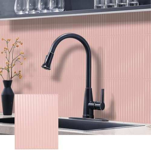 Alwayspon 10 Sheet 11''x 9inch Pink 3D Vinyl Wall Tile Sticker Transfers, Peel and Stick Self-Adhesive Waterproof Splashback Stick on Tile Decals for Kitchen Bathroom Wall