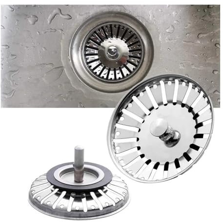 Tapón de repuesto de acero inoxidable de 84 mm, 5 unidades, para fregadero de cocina, desagüe, cesta de lixiviación, tapón de desagüe