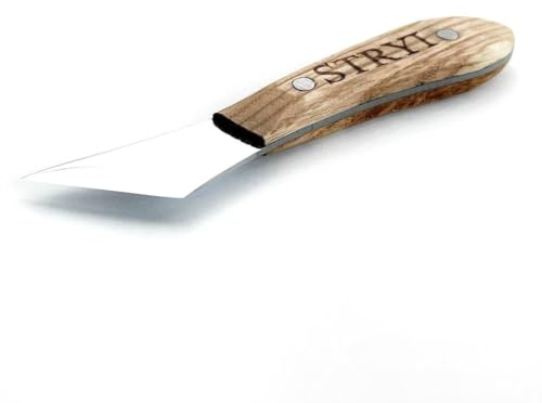 STRYI Profi Schnitzmesser 40mm – Premium handgefertigtes Holzschnitzmesser aus Kohlenstoffstahl, ideal für Detailarbeiten & Figurenschnitzen – Eichenholzgriff, 60 HRC Klinge, Profi Holzschnitzwerkzeug