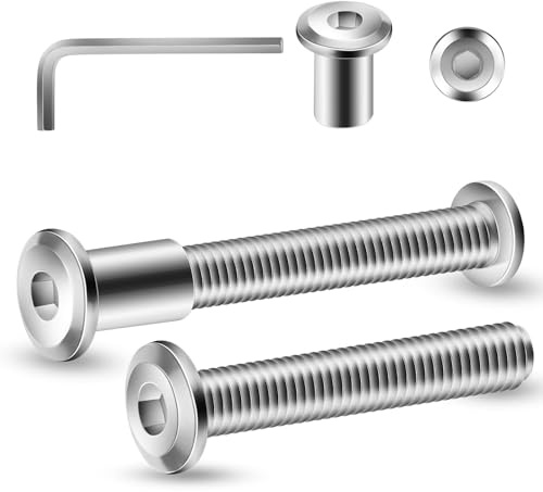 20 Stück Verbindungsschrauben M6 x 50mm Möbelverbinder Schrankverbinder | Hülsenschrauben, Möbelschrauben für Möbeln, Schränken (20 x Möbelschrauben, 20 x Hülsenmutter, 1 x Innensechskantschlüssel)