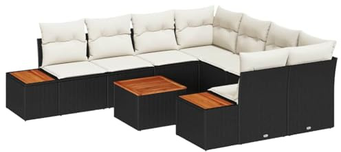 vidaXL Garten-Sofa-Set 9 STK. Schwarz Poly Rattan