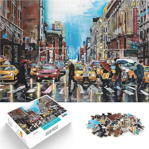für Erwachsene 1000 Teile Puzzle Geschenke New Yorker Stadtgemälde Aus Karton，ab 14 Jahren Entspannende Spiele Es eignet ganze Familie。Größe：38x52cm/14.9x20.4Zoll