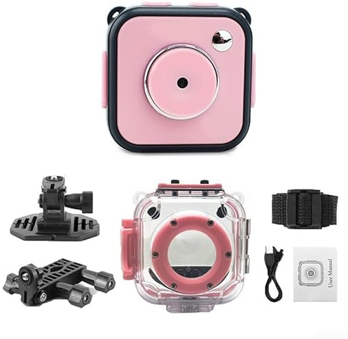 Kids Waterproof Camera For Girl Boy Toys, 1080P HD Waterproof Digital Camera Underwater Video Camera, Birthday Presents With Charging Cable (pink)