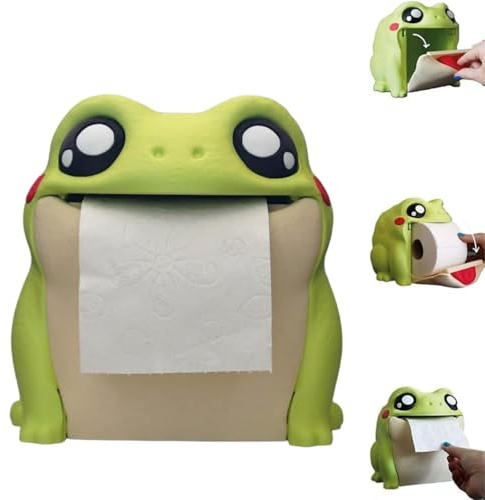 Distributeur de papier toilette en forme de grenouille imprimé 3D - amusant et mignon pour salle de bain, cuisine et décoration de la maison