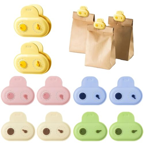 10 Pièces Clips de Fermeture, Absorption Magnétique, Forte Force de Serrage, Clips de Fermeture Alimentaires, avec Mois et Date Intégrés, Adaptés à la Fermeture de Sacs, Photos et Autocollants