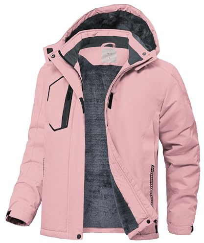 Zoofly Veste de Ski Enfant Imperméable avec Capuche Hiver Manteau Fille Doublé Polaire Chaud rose M(8-9)