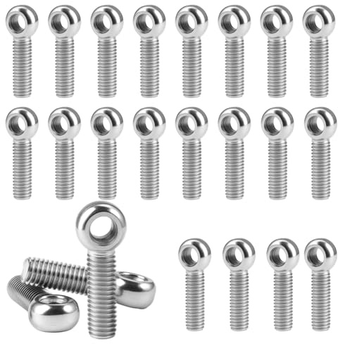 20 Pezzi Vite Inox Ad Anello, 37 x 13 MM Metaal Vite a Occhiello Lunga | Anello Filettato M8, Bullone Ad Occhiello con Filettatura, Acciaio Inox Bullone a Gambo Lungo, per Altalena, Cavi, Corde