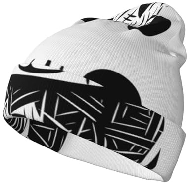 WZYCWB Sitzender Panda-Strickmütze, warm und atmungsaktiv, vielseitige Strickmütze für kaltes Wetter, Schwarz