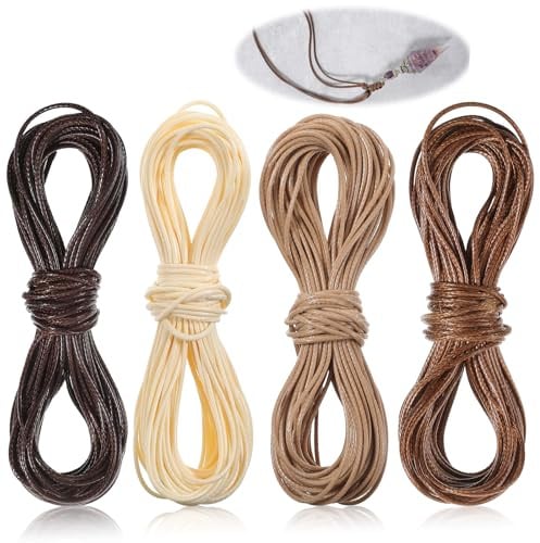 XLIUAX Lederband für Ketten 10Mx1mm Gewachstes Seil Lederschnur Lederband | 4 Rollen Lederband für Ketten Wildlederband für Armband Ketten Schmuck DIY Handwerk Schnürsenkel Halsketten