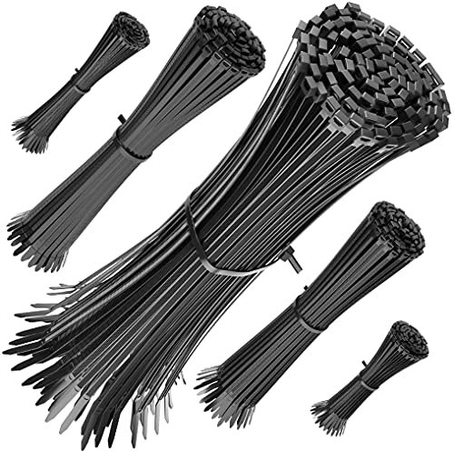 HeiKab 500er Kabelbinder Set - UV-Beständig - 5 Größen: 100/140 / 160/200 / 300 mm - Schwarz -