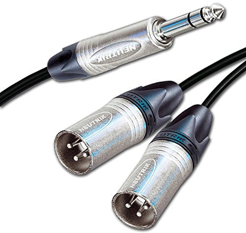 Neutrik TRS Jack Split to 2x Dual Male XLR Leads. Balanced Duplicator Cable (1m)