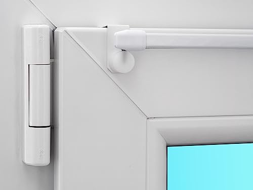 dekondo Gardinenstange/Vitragestange Capri, weiß, oval, ausziehbar, inkl. Fensterhaken/Befestigung für einen Klemmbereich von 15-20 mm (80-120 cm ausziehbar)