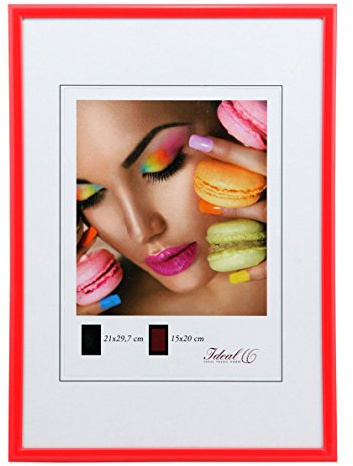 Ideal Life Kunststoff Bilderrahmen Wanddeko Collage Poster Bilder Foto Rahmen: Farbe: Rot | Format: 40x40