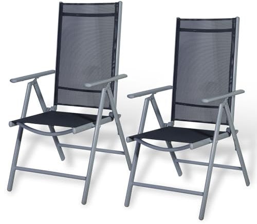 CCLIFE Gartenstühle Alu 2er Set,Gartenstuhl Hochlehner Klappbar, Balkonstühle 7-Fach Verstellbar bis 150kg Hellgaru, Modell: Breeze,CushHom