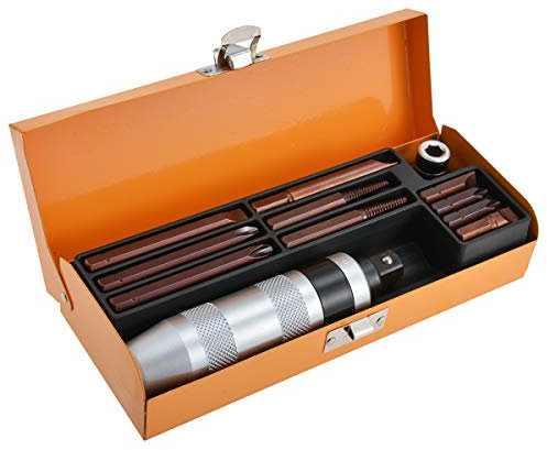 KATUR 12-teiliges Schlagschrauber-Set, 163 mm Antrieb, manueller reversibler Schlagschrauber, Flachkopf 35 mm, 70 mm und Kreuzschlitz 35 mm, 70 mm Bits, beschädigter Schraubenausdreher 80 mm