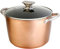 WECOOK! Professional Olla Inducción con Tapa de Cristal, 20 cm, Antiadherente Ecológico sin PFOA, Aluminio Forjado, 3,5 L, Color Cobre, 2,8mm Espesor, Asas de Acero Inox., Vitrocerámica, Gas, Horno