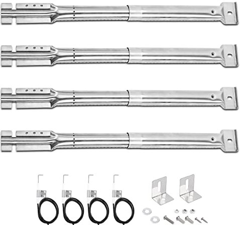 Denmay 31-42cm Universal Brenner Ersatzteile für Landmann, Tepro, Charbroil, Campingaz, Taino, Blooma, Barbecook, Verstellbarer Edelstahl Brenner für die Meisten Gas Grills, 4 Pack
