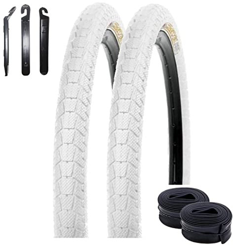 2 x Kenda K-907 Krackpot 20 BMX Fahrradreifen Fahrradmantel in Weiß 50-406 (20 x 1.95) + 2 passende Schläuche DV inkl. 3 Reifenheber