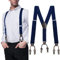 AYAMAYA Hosenträger Herren Blau Breit 3.5CM, Leder 6 Starken Clips in Y-Form Elastisch und Längenverstellbar Hosenträgers