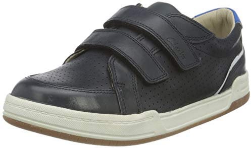 Clarks Jungen Fawn Solo Sneaker, Navig Leder, 34 EU Weit