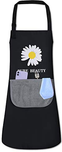 ZONEKEY Delantal Cocina Impermeable Delantal PVC Profesional Masterchef Con la Función de Limpiar las Manos Para Mujer y Hombre