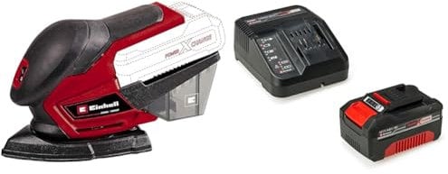 Einhell Ponceuse multifonctions TE-OS 18/150 Li-Solo Power X-Change (18 V, 24 000 oscillations/min, bac collecteur de poussière, avec 6 feuilles abrasives) avec Chargeur et Batterie 4,0Ah